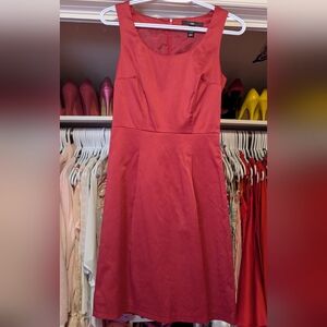 H&M Red Sleeveless A-Line Midi Dress Sz 4